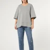 Marina Rinaldi Jean coupe masculine en denim brodé BLEU New