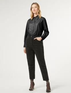 Marina Rinaldi Jean en denim avec strass MARRONFONCE Hot