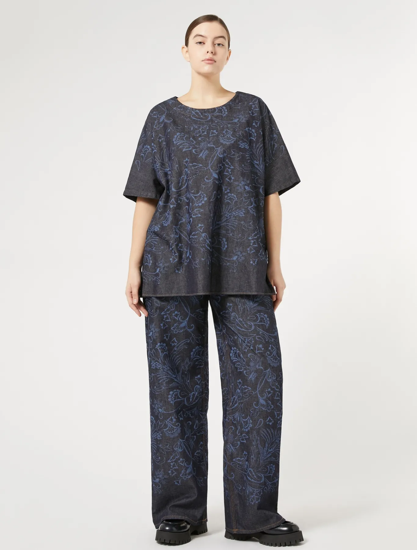 Marina Rinaldi Jean en denim découpé au laser BLEU Clearance