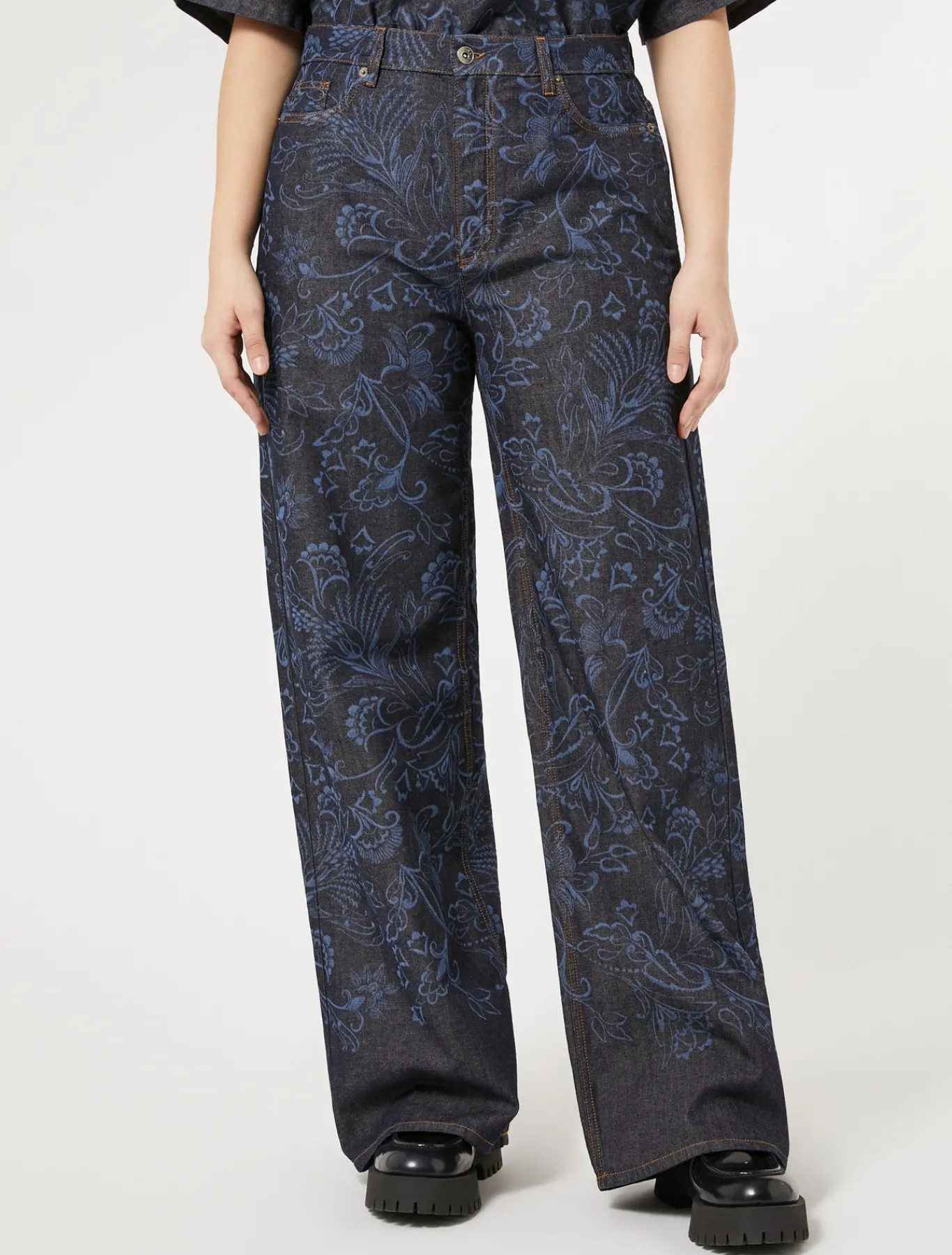 Marina Rinaldi Jean en denim découpé au laser BLEU Clearance