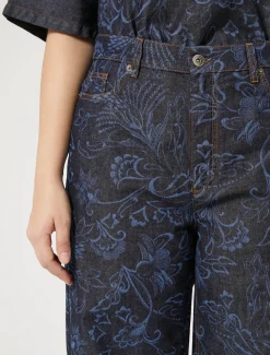 Marina Rinaldi Jean en denim découpé au laser BLEU Clearance