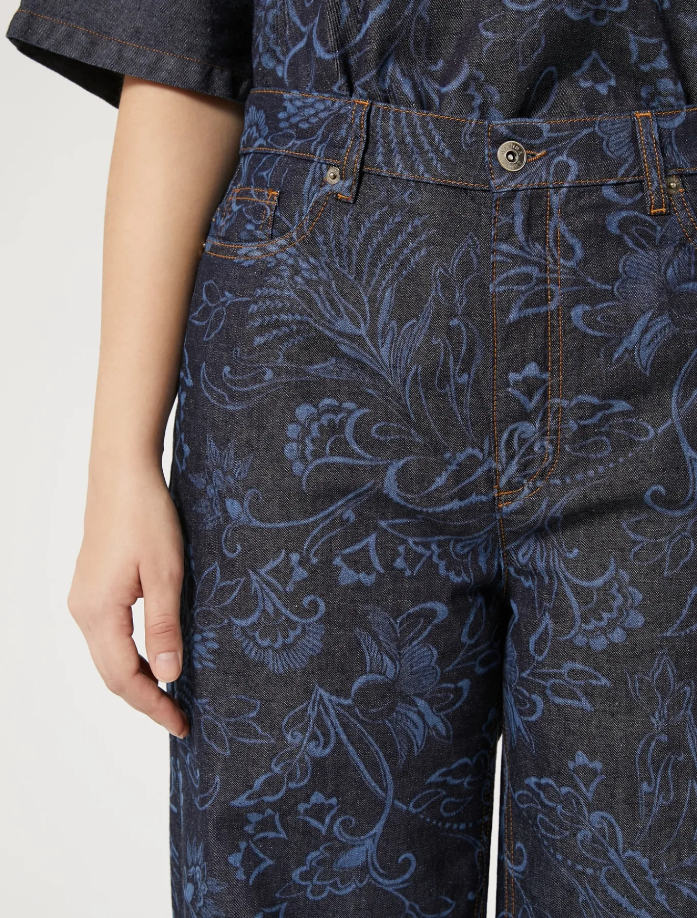 Marina Rinaldi Jean en denim découpé au laser BLEU Clearance