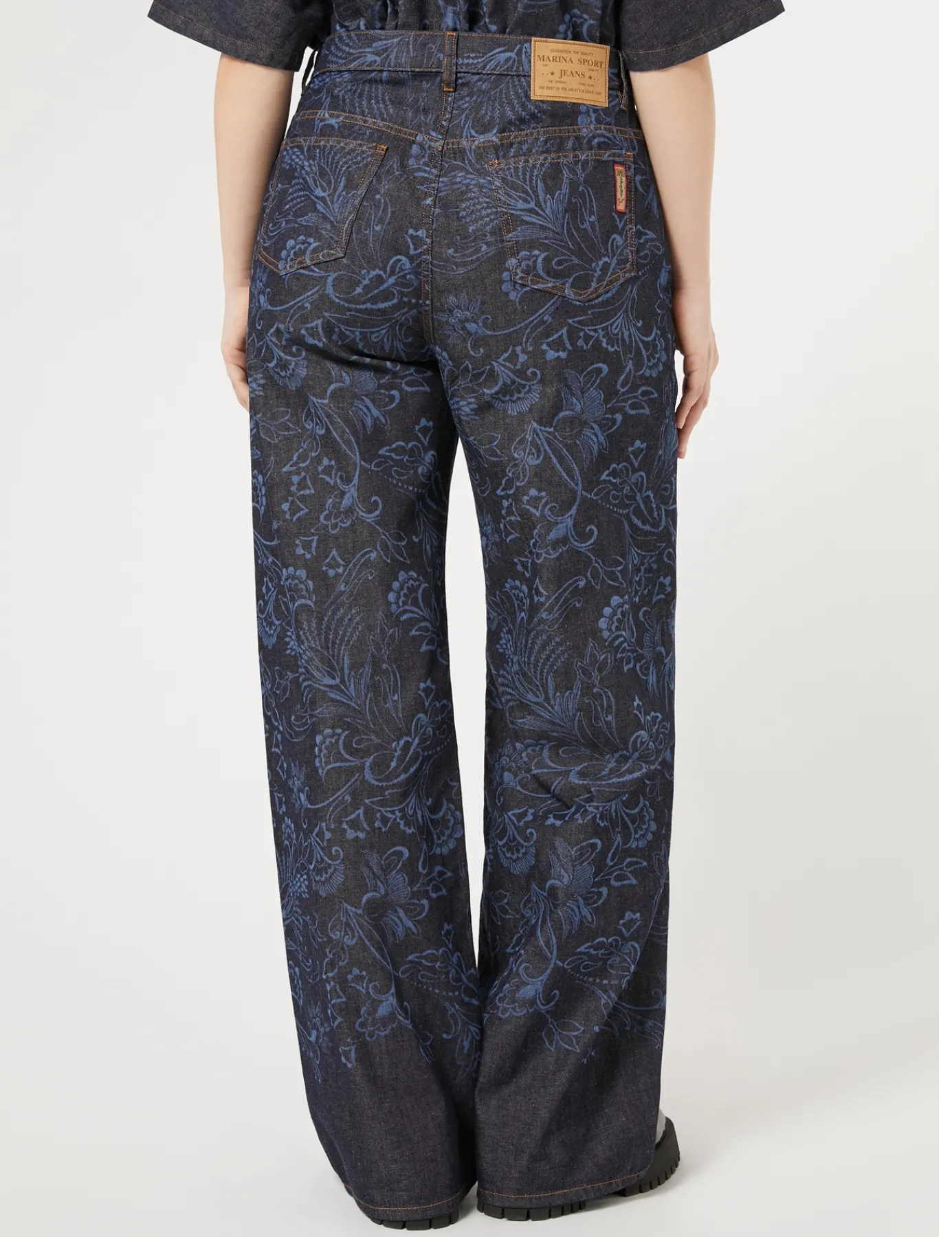 Marina Rinaldi Jean en denim découpé au laser BLEU Clearance