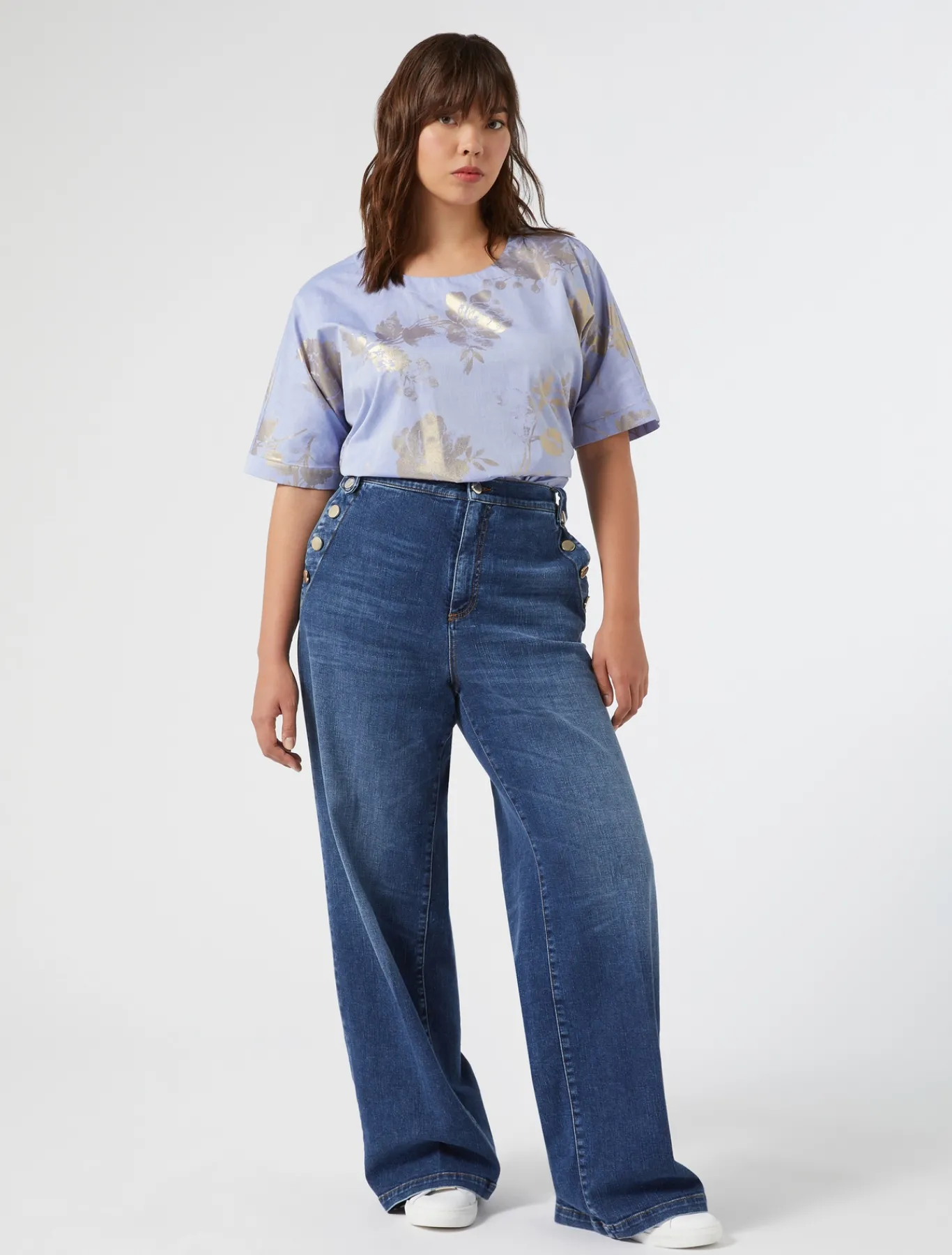 Marina Rinaldi Jean en denim de coton BLEU Outlet