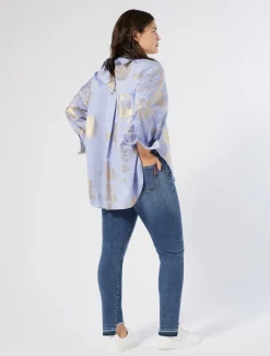 Marina Rinaldi Jean en denim de coton BLEU Discount
