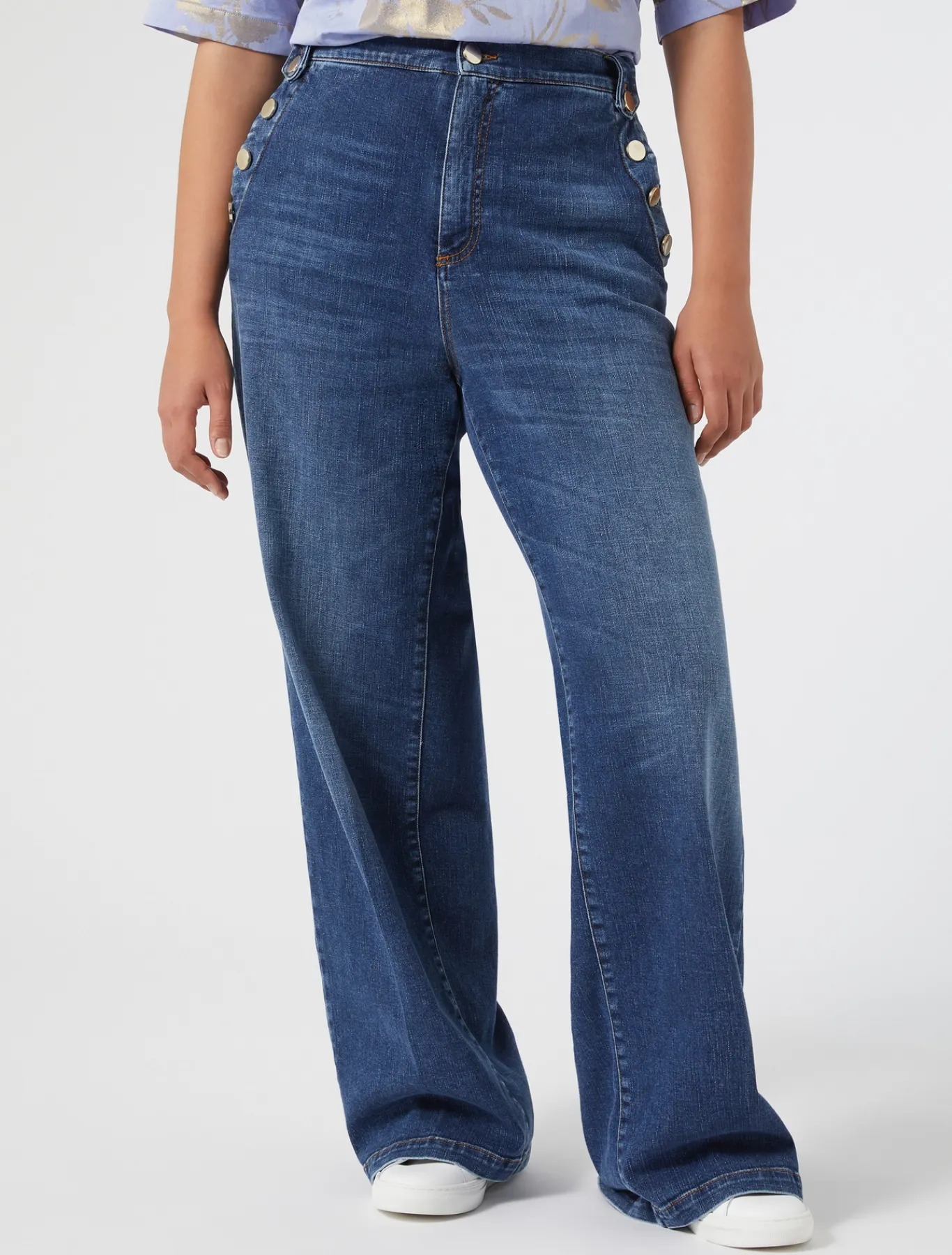 Marina Rinaldi Jean en denim de coton BLEU Outlet