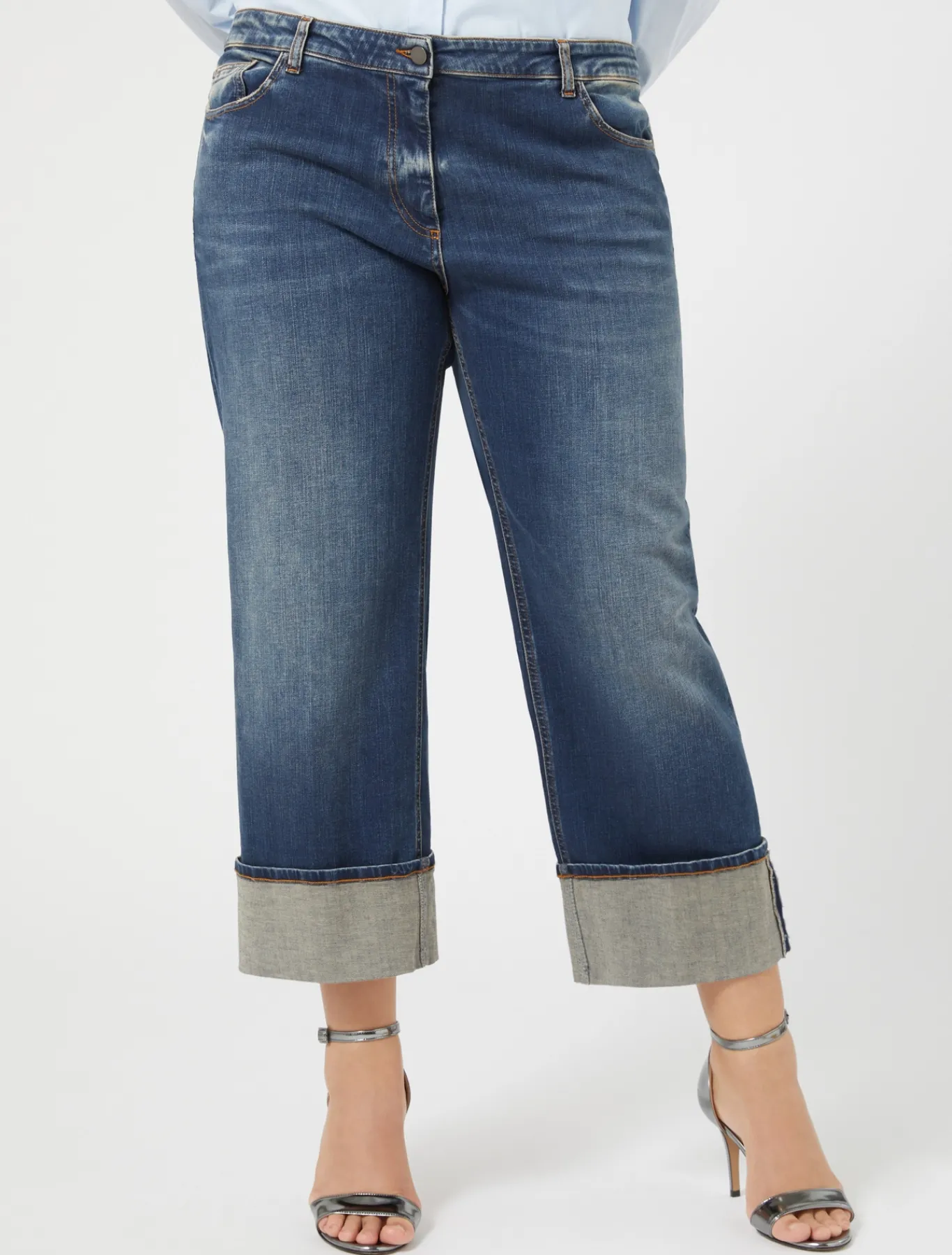Marina Rinaldi Jean en denim de coton BLEUNUIT Sale
