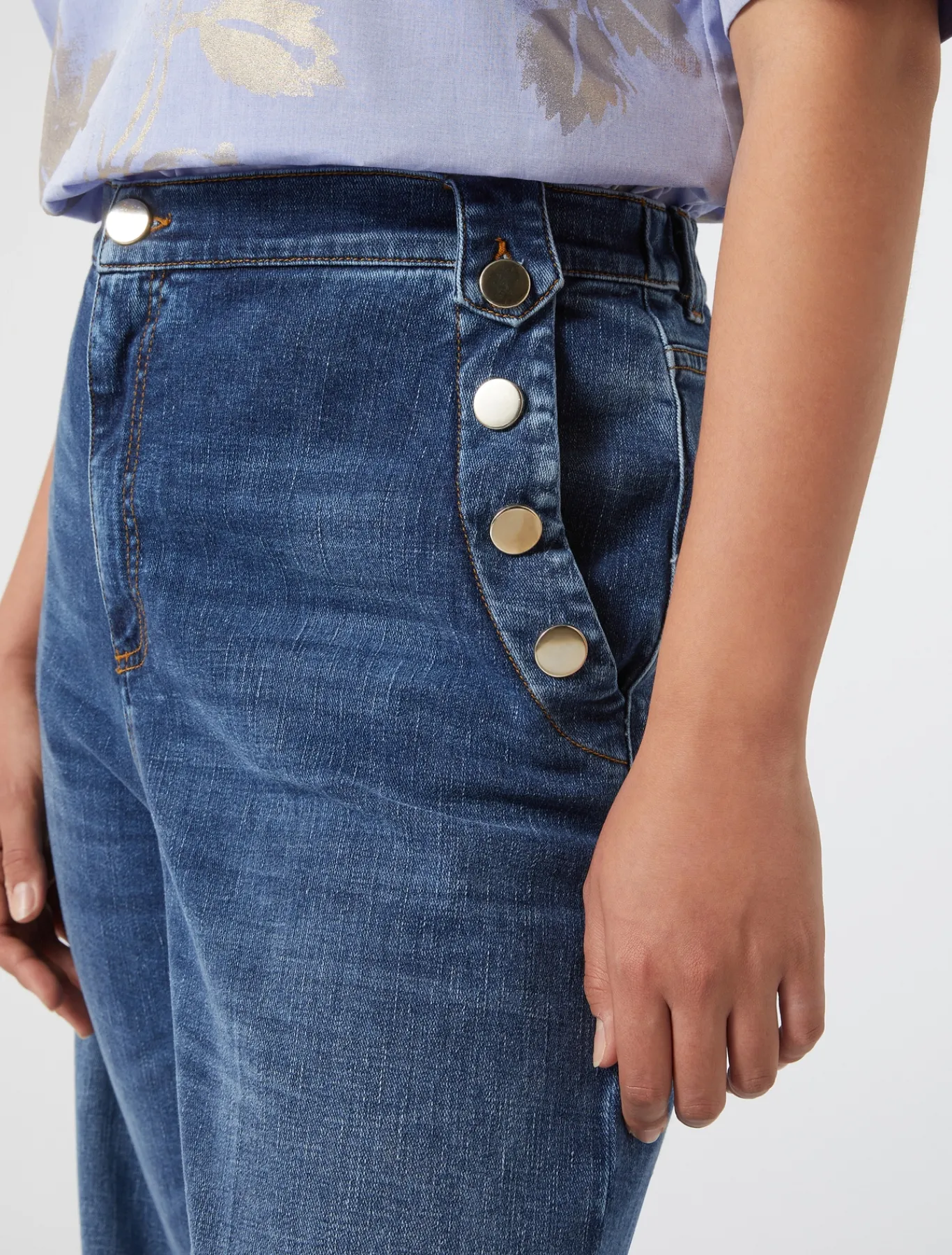 Marina Rinaldi Jean en denim de coton BLEU Outlet