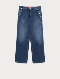 Marina Rinaldi Jean en denim de coton BLEU Outlet