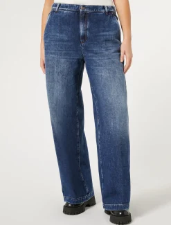 Marina Rinaldi Jean en denim de coton mélangé BLEU Fashion