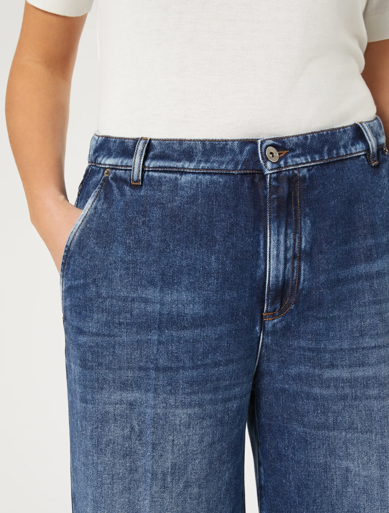 Marina Rinaldi Jean en denim de coton mélangé BLEU Fashion