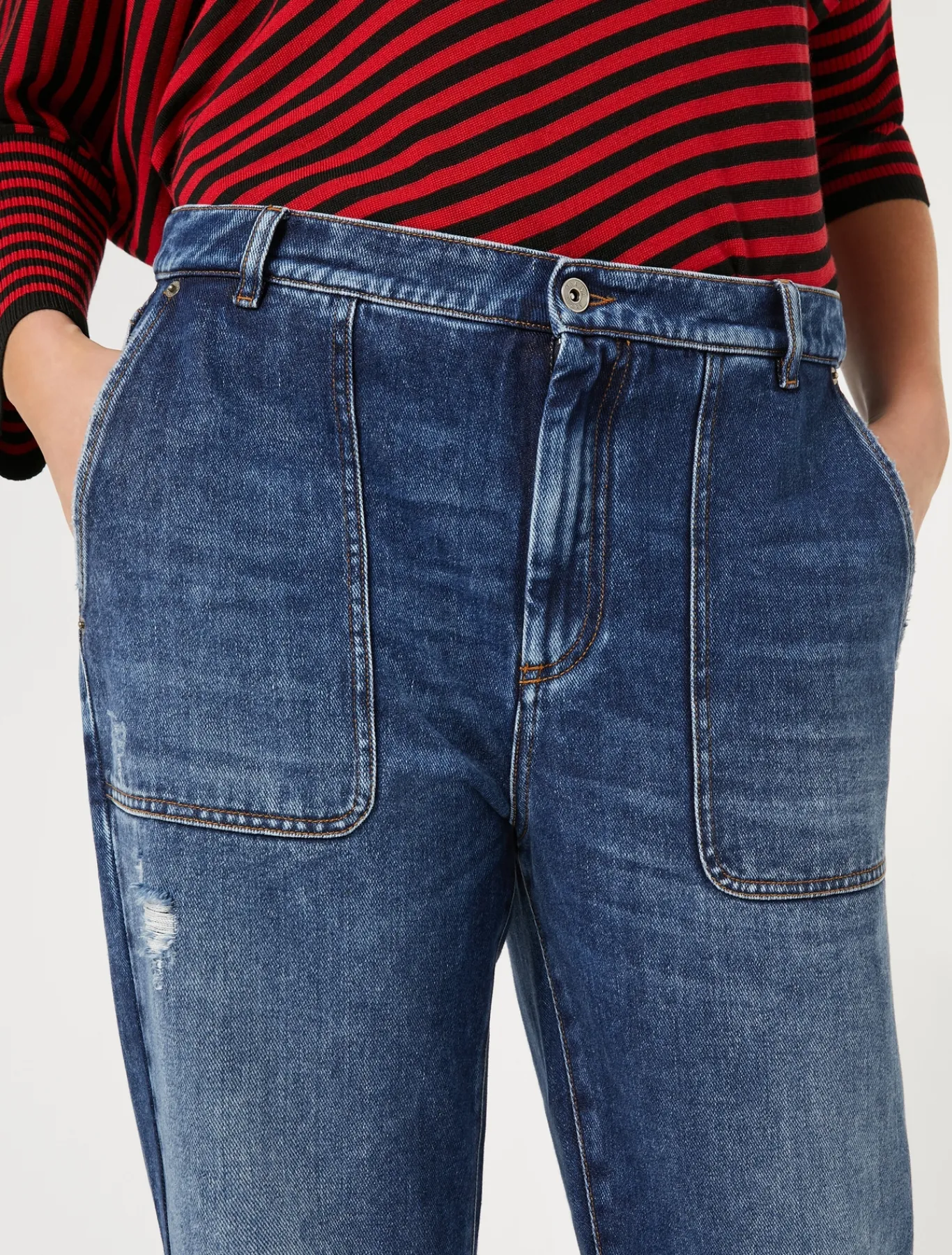 Marina Rinaldi Jean en denim de coton mélangé BLEU Clearance