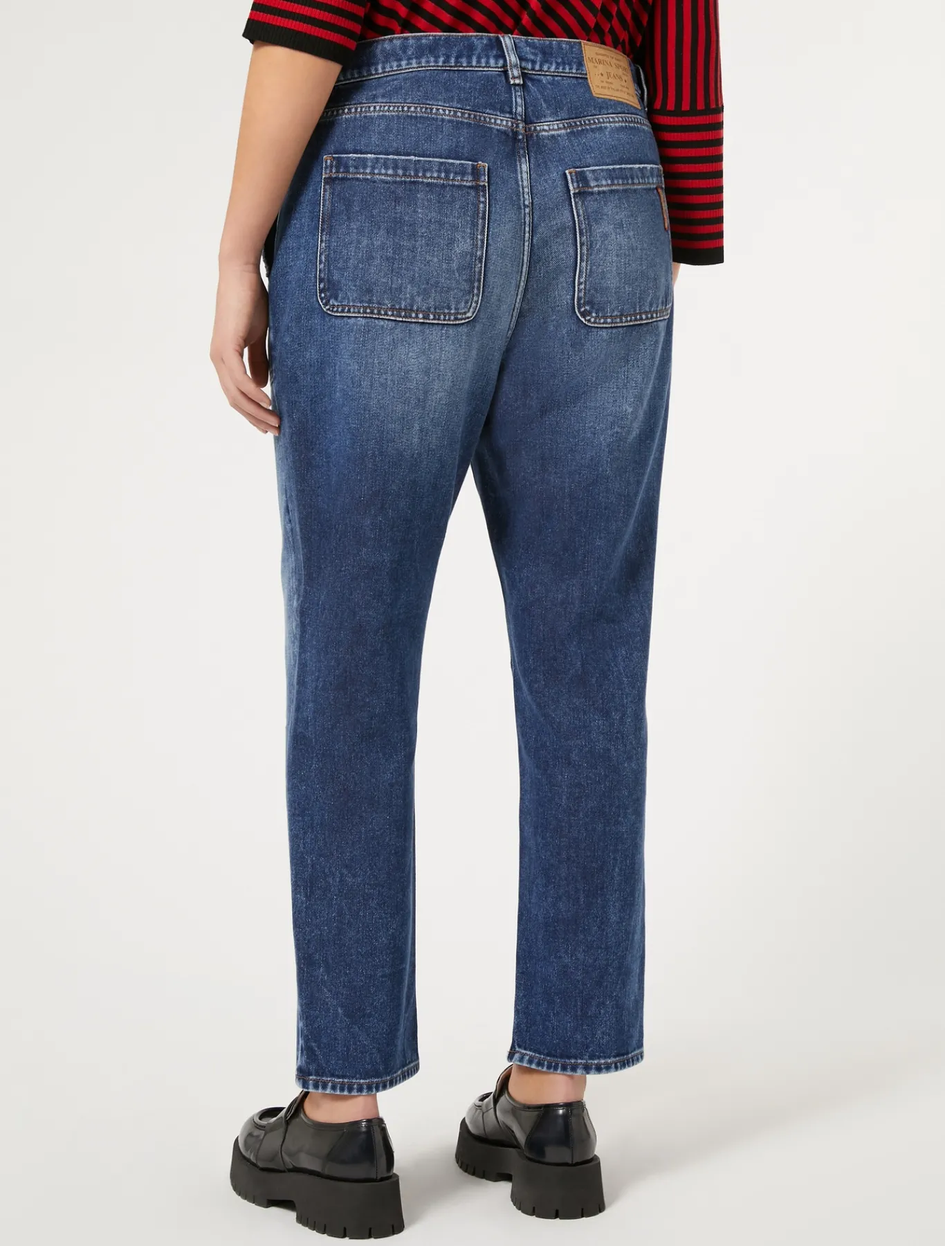 Marina Rinaldi Jean en denim de coton mélangé BLEU Clearance