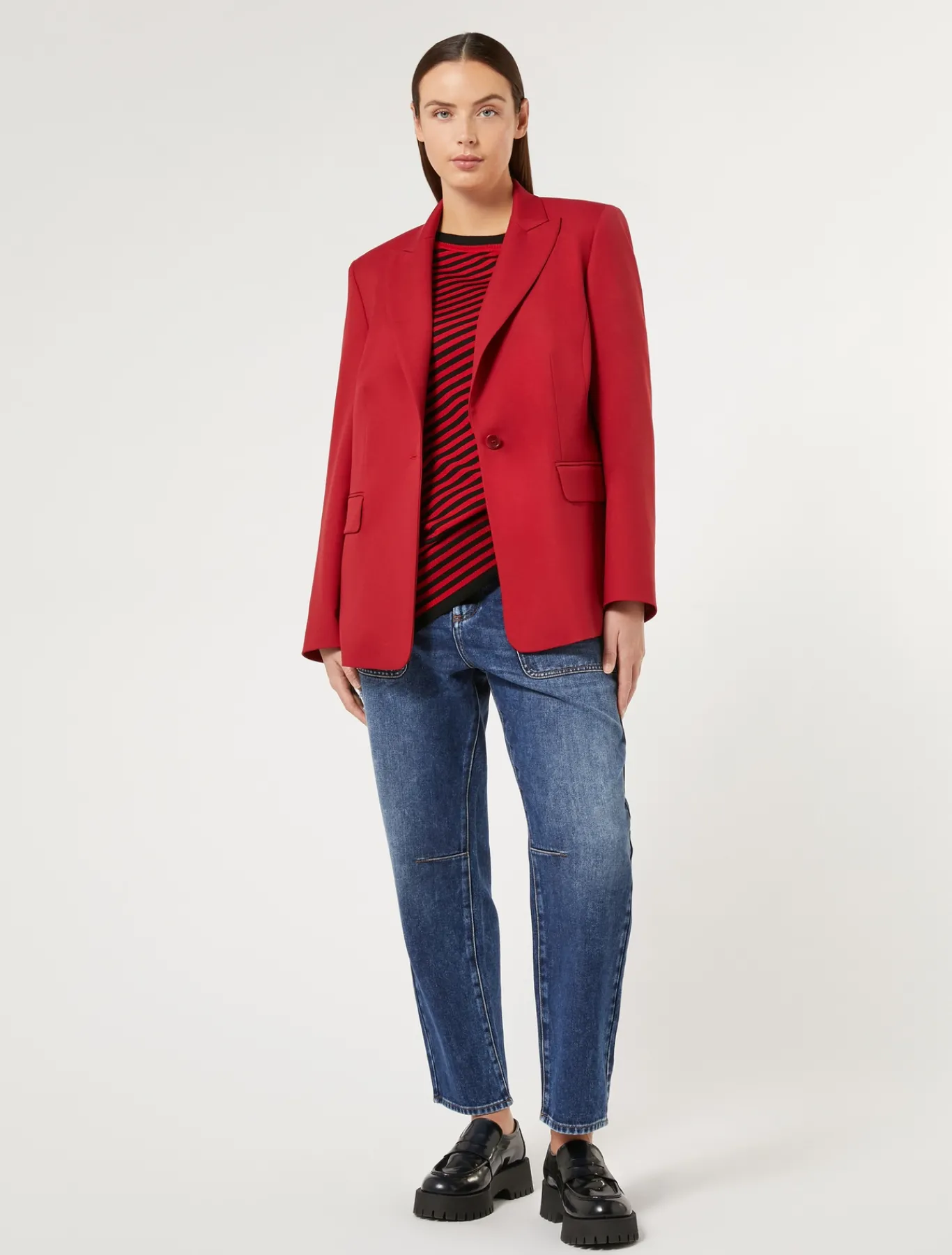 Marina Rinaldi Jean en denim de coton mélangé BLEU Clearance