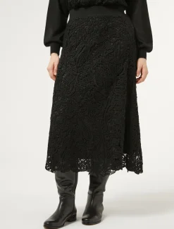 Marina Rinaldi Jupe avec broderie macramé NOIR Discount