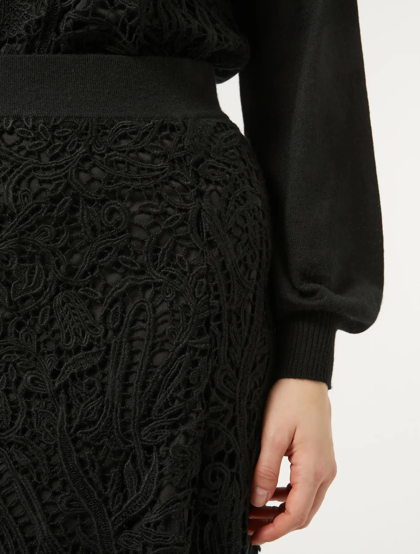 Marina Rinaldi Jupe avec broderie macramé NOIR Discount