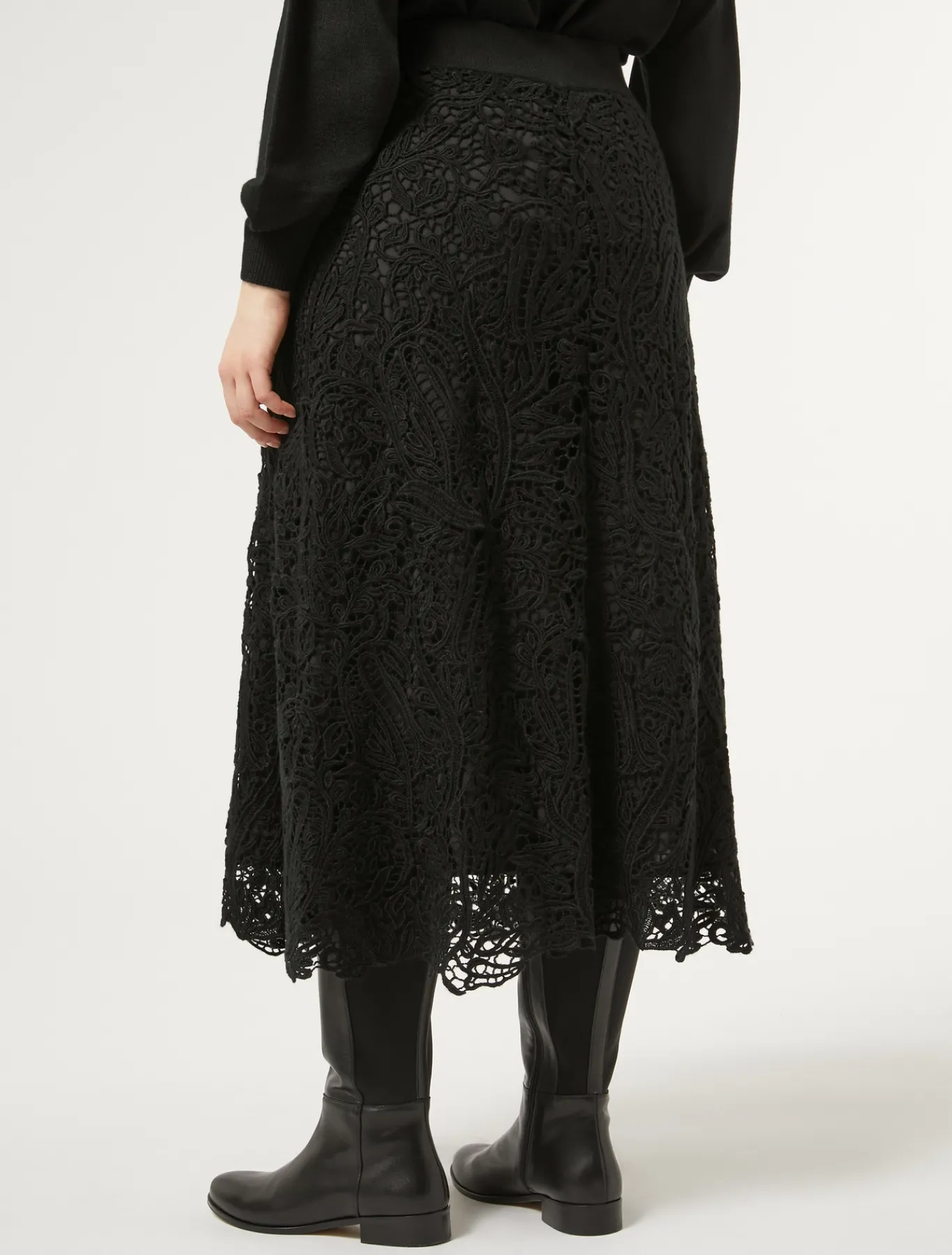 Marina Rinaldi Jupe avec broderie macramé NOIR Discount