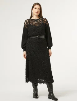 Marina Rinaldi Jupe avec broderie macramé NOIR Discount