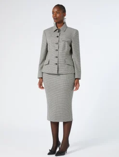 Marina Rinaldi Jupe en batavia de laine stretch NOIRBLANC Discount