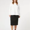 Marina Rinaldi Jupe en denim de coton stretch NOIR Discount
