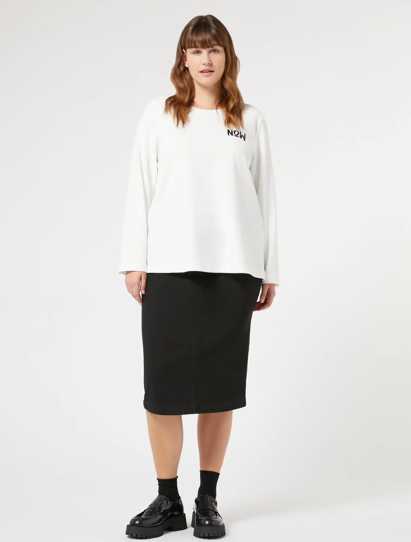 Marina Rinaldi Jupe en denim de coton stretch NOIR Discount