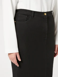 Marina Rinaldi Jupe en denim de coton stretch NOIR Discount