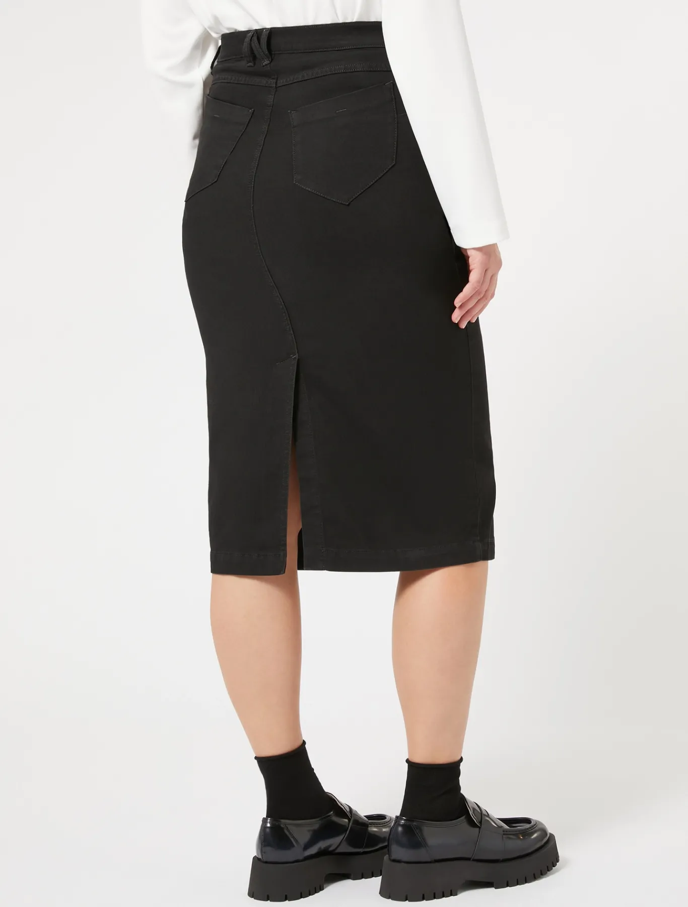 Marina Rinaldi Jupe en denim de coton stretch NOIR Discount