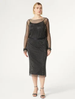 Marina Rinaldi Jupe en filet avec strass NOIR New