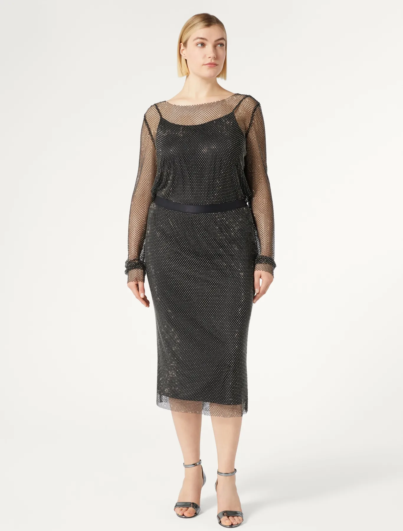 Marina Rinaldi Jupe en filet avec strass NOIR New