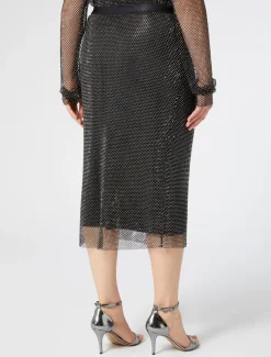 Marina Rinaldi Jupe en filet avec strass NOIR New