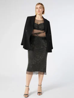 Marina Rinaldi Jupe en filet avec strass NOIR New