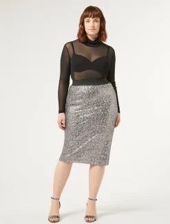 Marina Rinaldi Jupe en jersey et paillettes GRISMOYEN Online