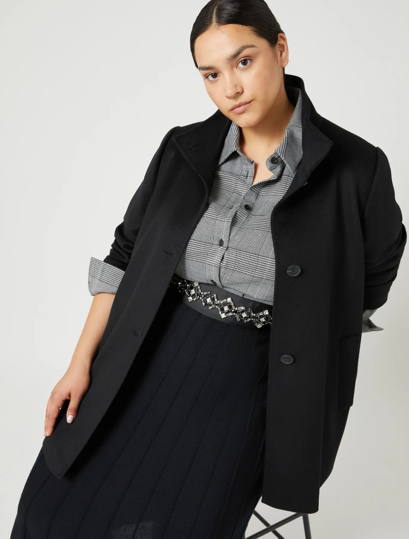 Marina Rinaldi Jupe en laine mérinos mélangée NOIR Outlet