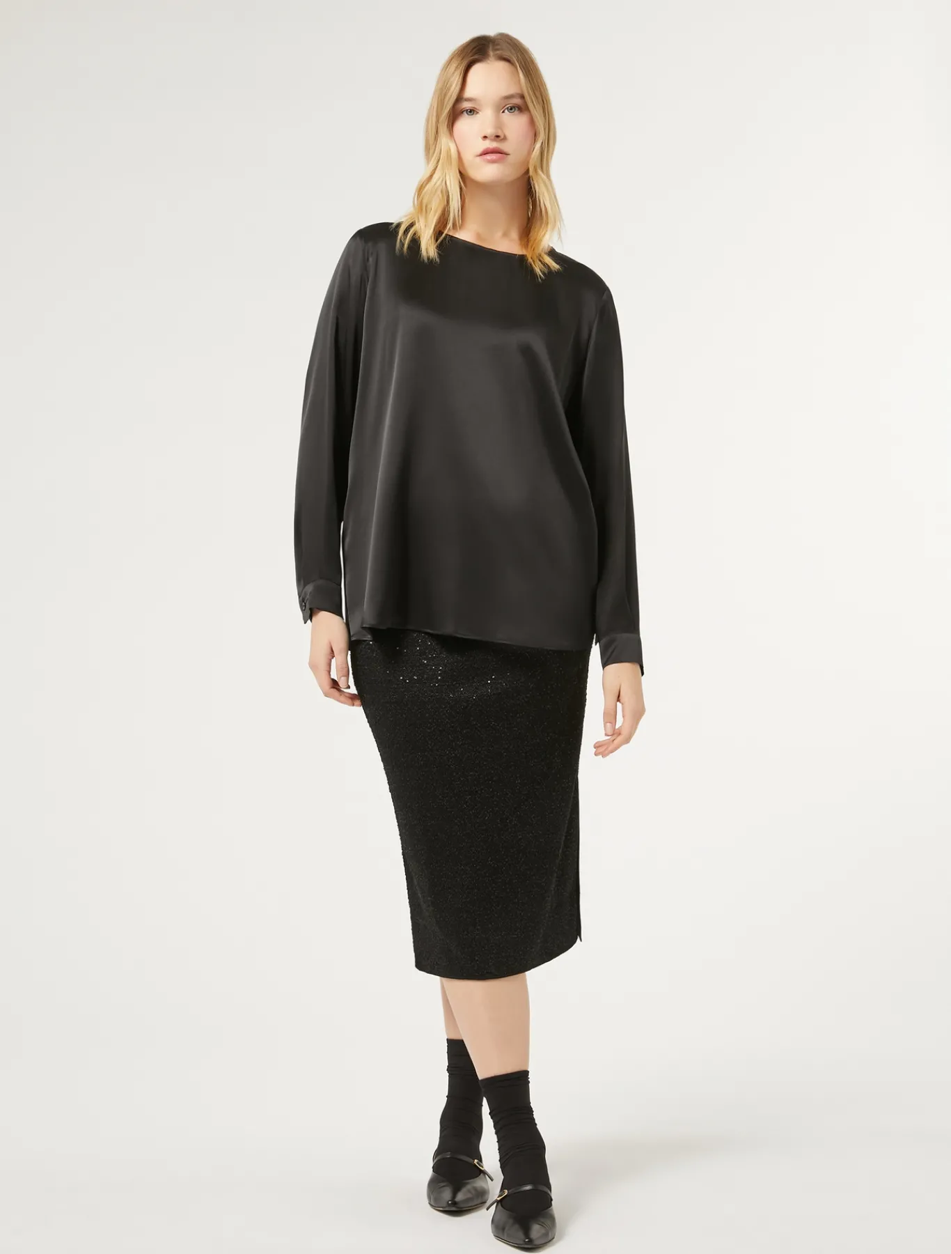 Marina Rinaldi Jupe en maille avec paillettes NOIR Discount