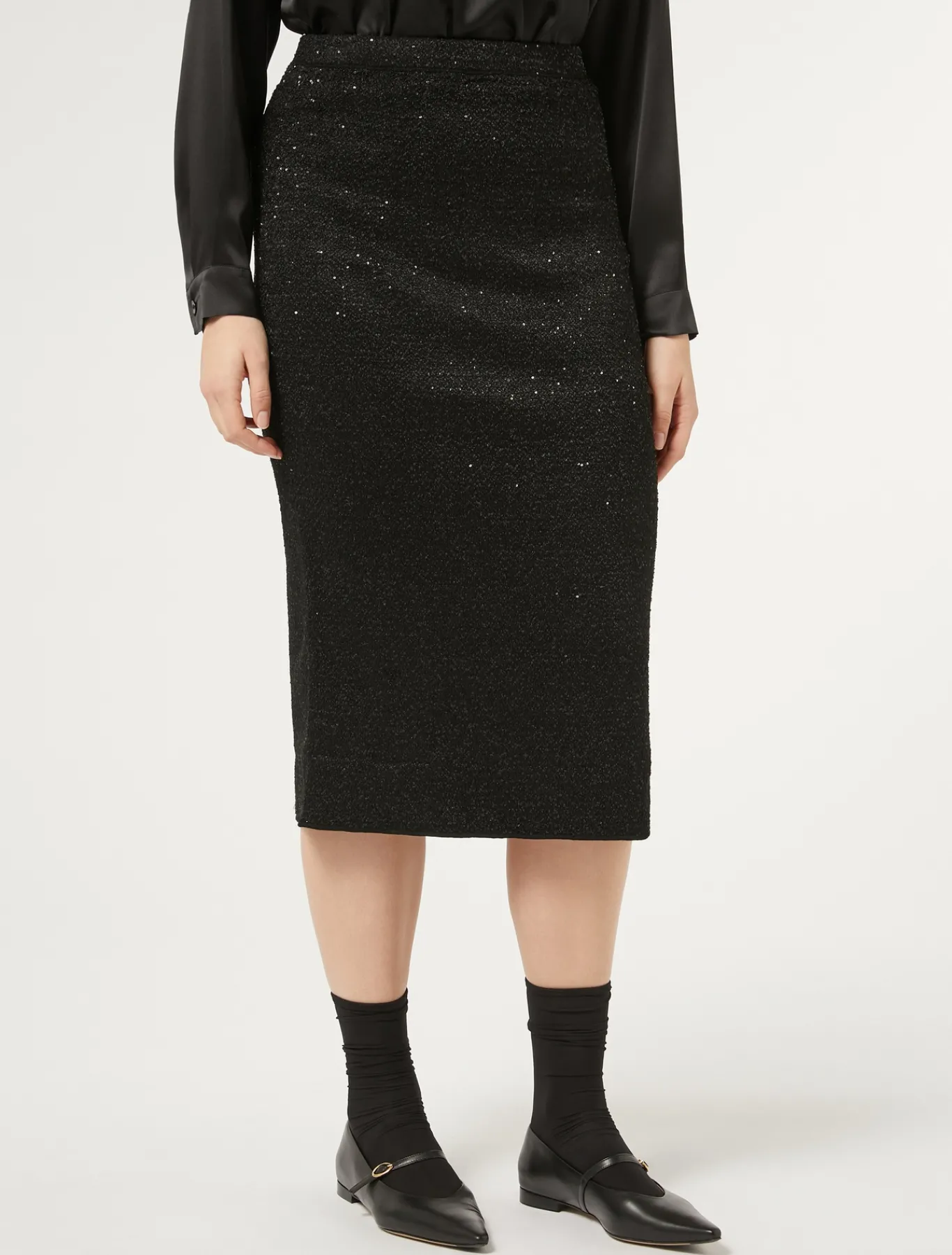 Marina Rinaldi Jupe en maille avec paillettes NOIR Discount