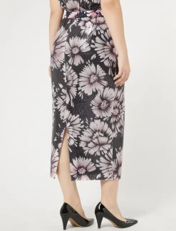 Marina Rinaldi Jupe en paillettes et satin BLEUNUIT Outlet