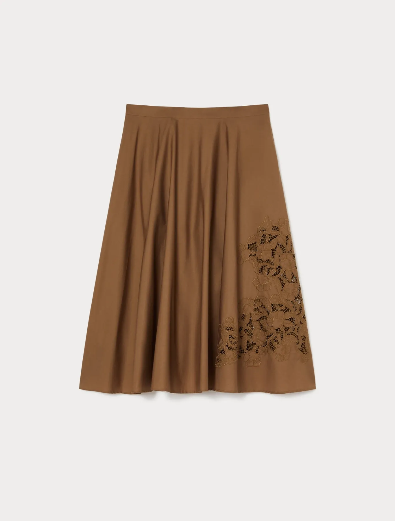 Marina Rinaldi Jupe en popeline avec broderie NOISETTE Discount
