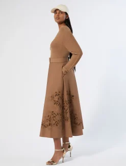 Marina Rinaldi Jupe en popeline avec broderie NOISETTE Discount