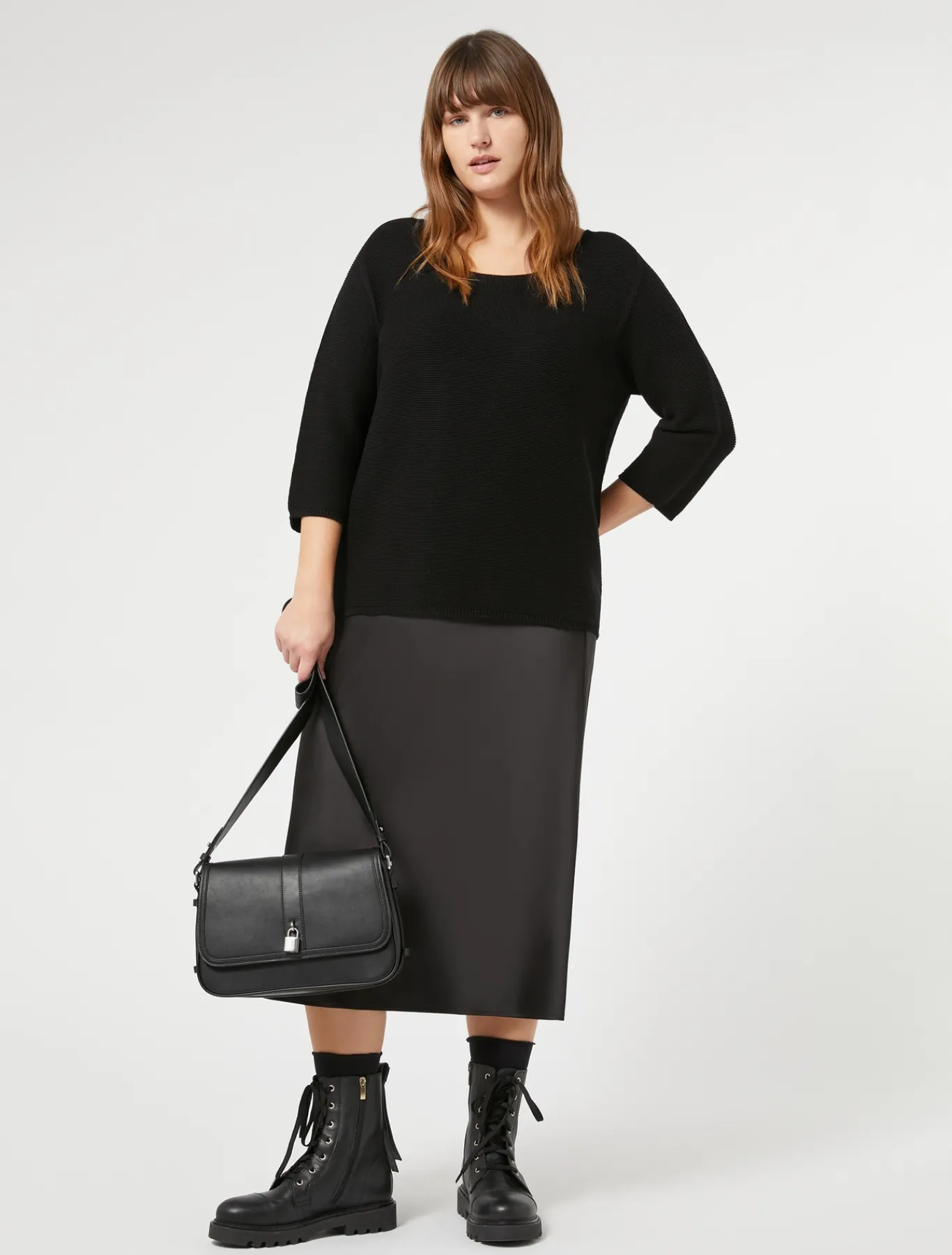 Marina Rinaldi Jupe en satin fluide NOIR Hot