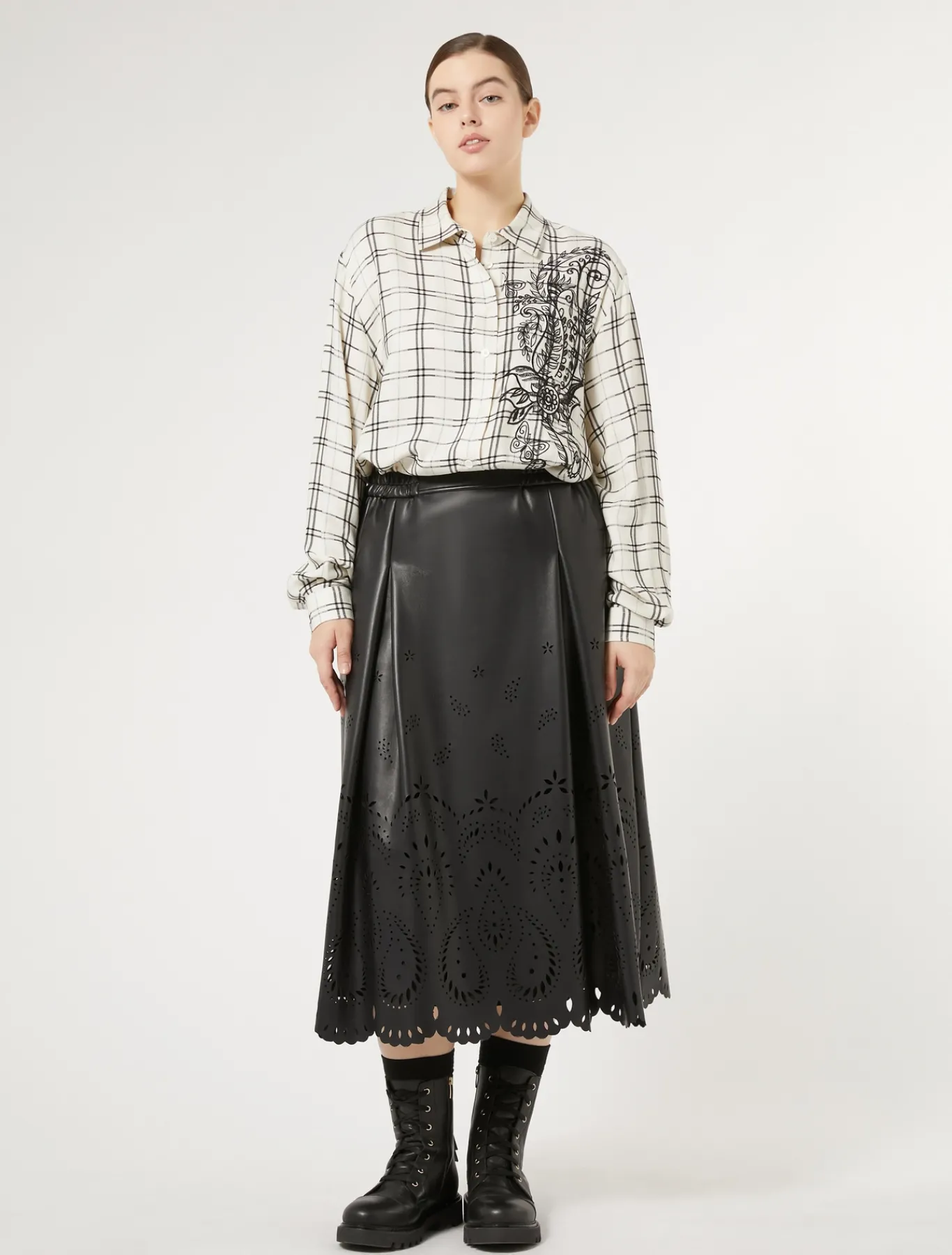 Marina Rinaldi Jupe en tissu enduit NOIR New