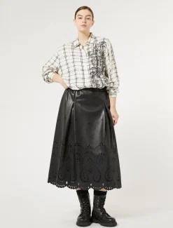 Marina Rinaldi Jupe en tissu enduit NOIR New