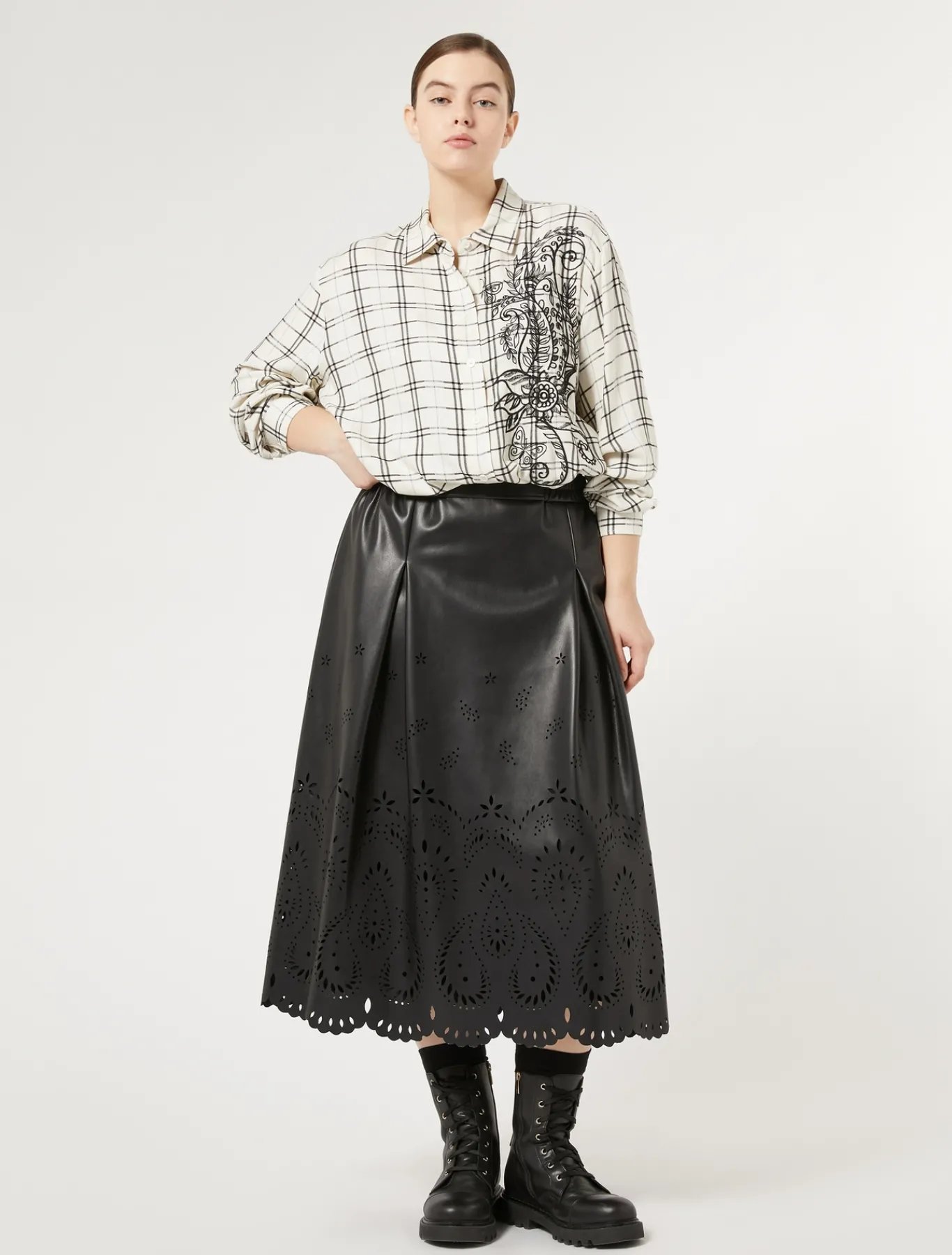 Marina Rinaldi Jupe en tissu enduit NOIR New