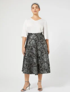 Marina Rinaldi Jupe en tissu jacquard NOIR Hot