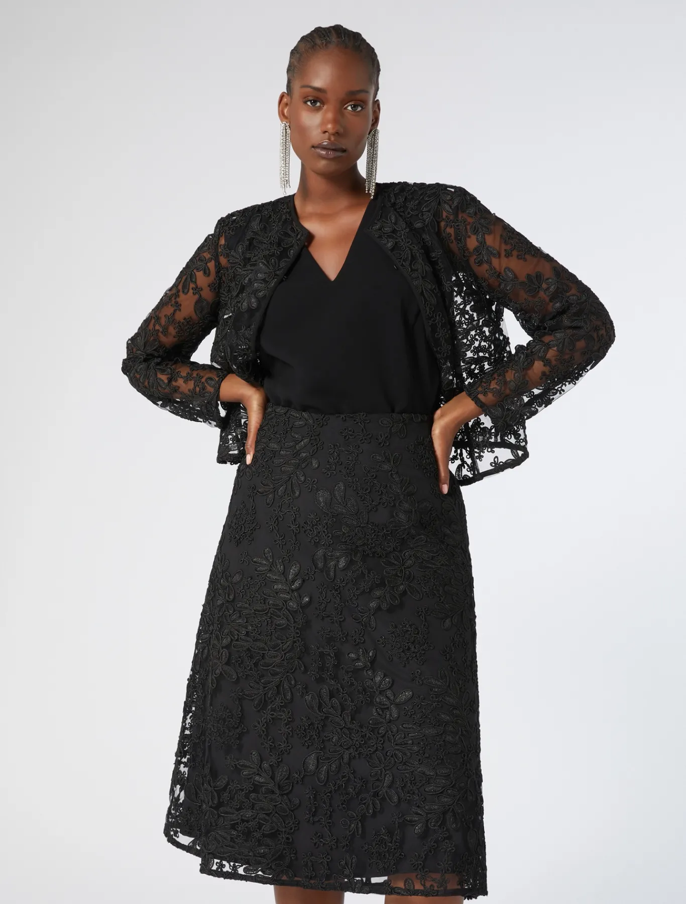 Marina Rinaldi Jupe en tulle brodé NOIR New