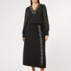 Marina Rinaldi Jupe longue en cady avec strass NOIR New