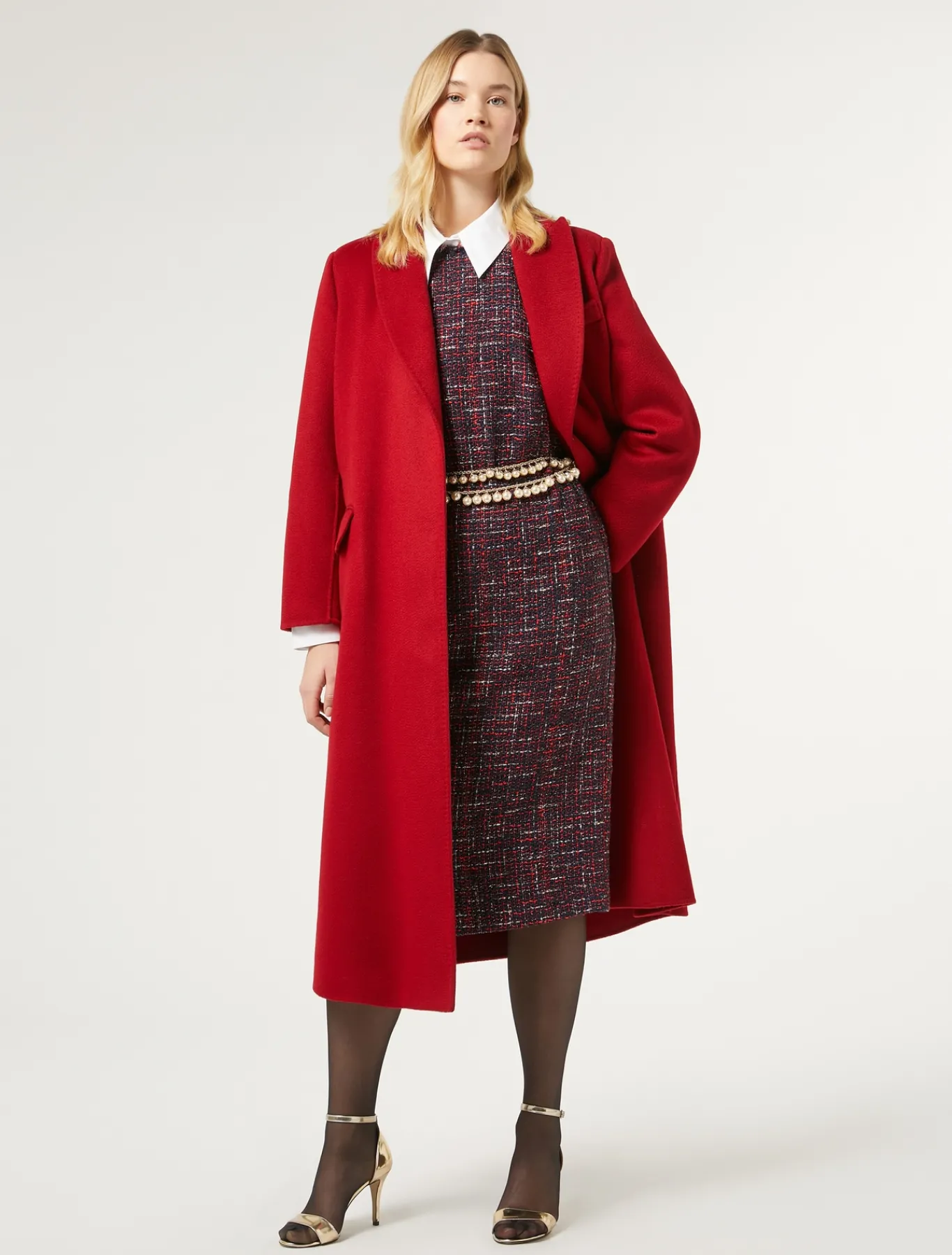 Marina Rinaldi Manteau double de laine ROUGE Online