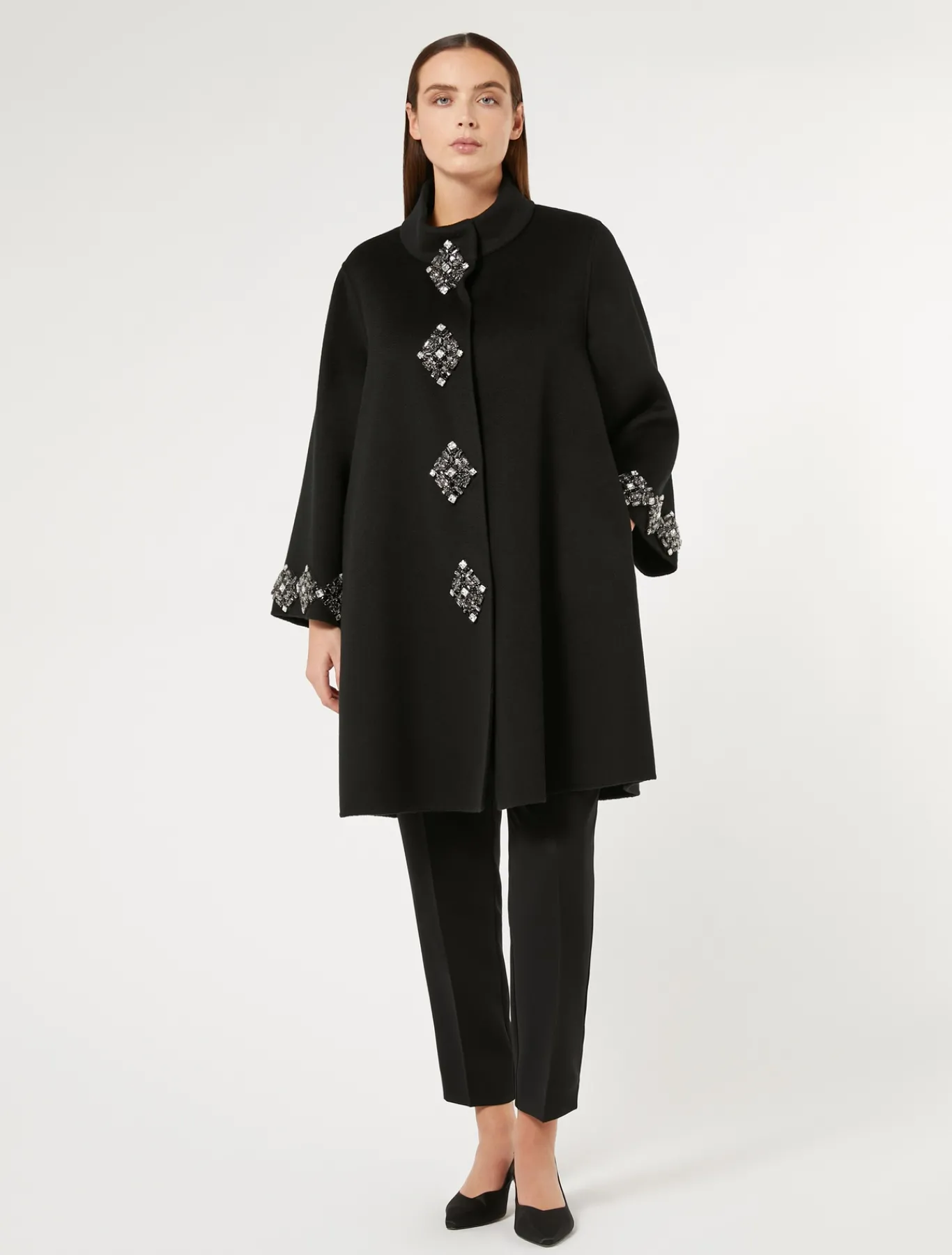 Marina Rinaldi Manteau double de laine NOIR Discount