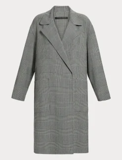 Marina Rinaldi Manteau double de laine à carreaux NOIRBLANC Sale