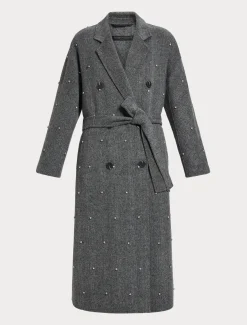 Marina Rinaldi Manteau double de laine avec broderies BLANCNOIR Outlet
