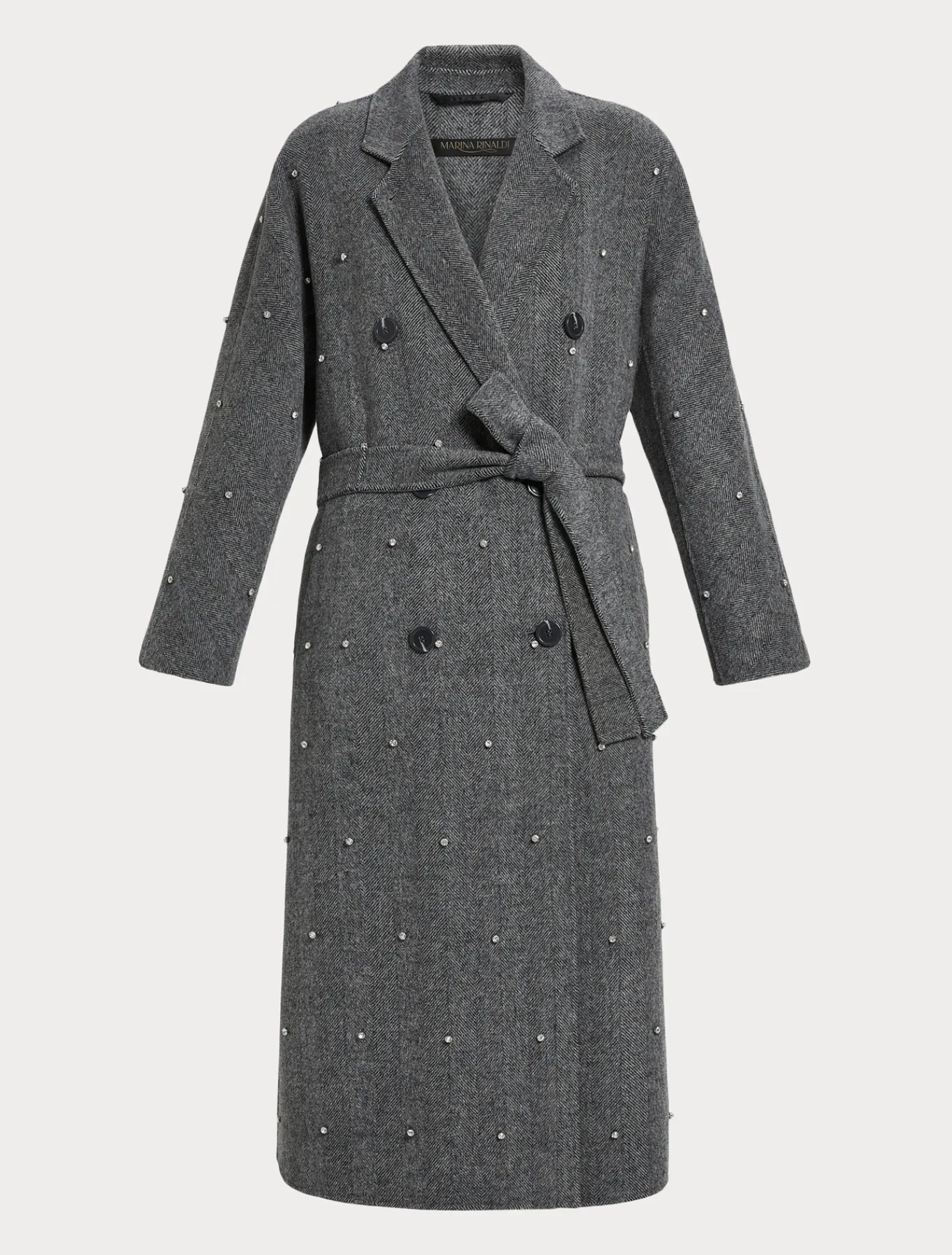 Marina Rinaldi Manteau double de laine avec broderies BLANCNOIR Outlet